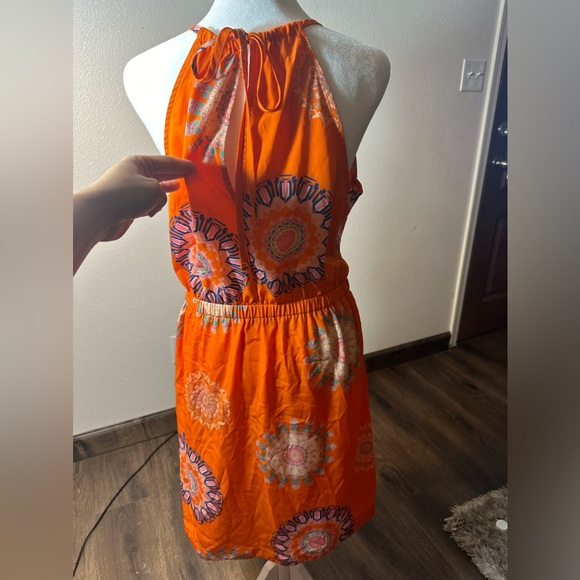 Bright orange halter top fun boho summer dress woman size medium - Picture 11 of 17
